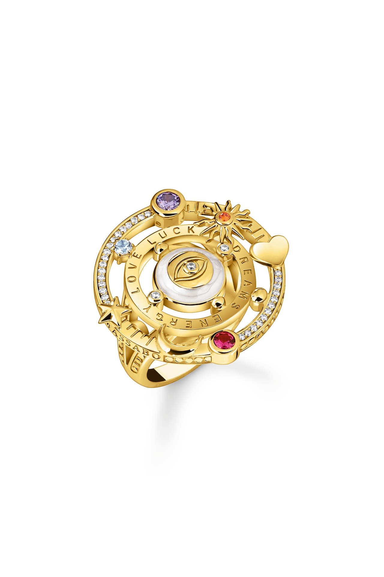 THOMAS SABO Ring 750 Gelbgold Vergoldung, Kaltemail, 925 Sterlingsilber gelbgoldfarben,weiß,pink,violett,rot,orange,blau, Bild 1