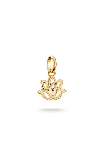 THOMAS SABO Charm-Anhänger Lotusblüte mit Stein Connect vergoldet 18k Vergoldung, Recyceltes 925 Silber