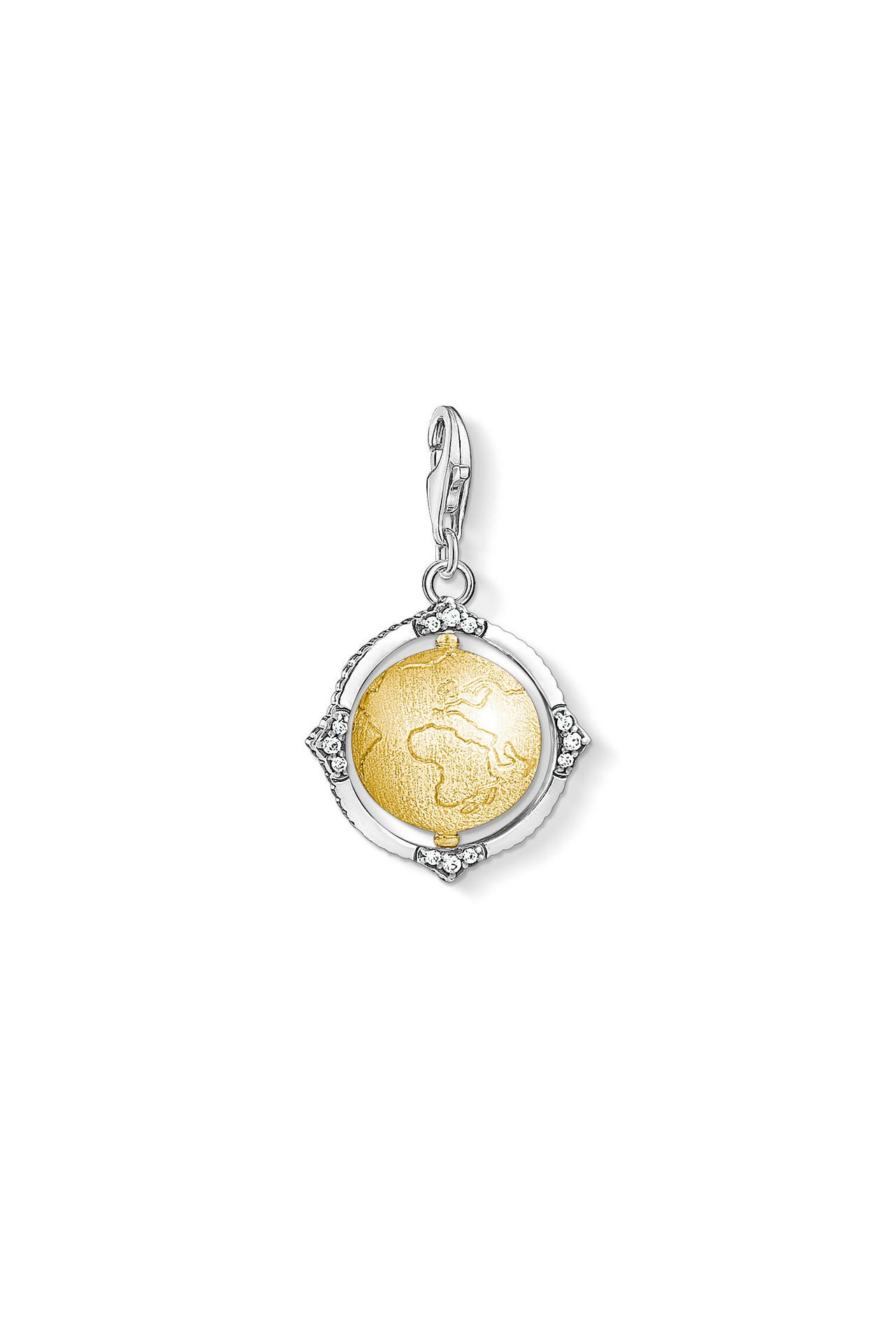 THOMAS SABO Charm-Anhänger Vintage Weltkugel 925er Sterlingsilber, geschwärzt; 750er Gelbgold Vergoldung, Bild 1