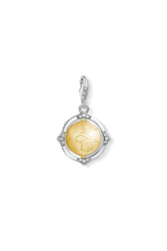 THOMAS SABO Charm-Anhänger Vintage Weltkugel 925er Sterlingsilber, geschwärzt; 750er Gelbgold Vergoldung