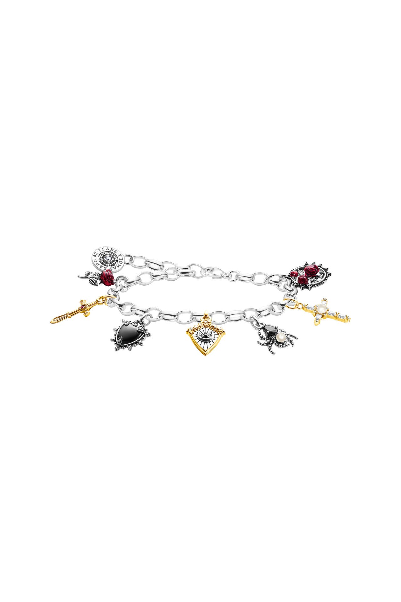 THOMAS SABO Armband 925 Sterlingsilber, geschwärzt, 750 Gelbgold Vergoldung, Kaltemail weiß,schwarz,dunkelrot,gelbgoldfarben,rot,silberfarben, Bild 1