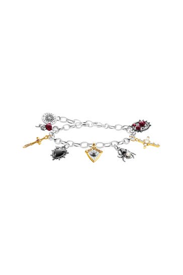 THOMAS SABO Armband 925 Sterlingsilber, geschwärzt, 750 Gelbgold Vergoldung, Kaltemail weiß,schwarz,dunkelrot,gelbgoldfarben,rot,silberfarben