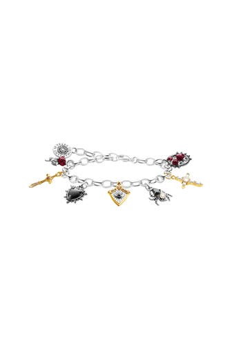 THOMAS SABO Armband 925 Sterlingsilber, geschwärzt, 750 Gelbgold Vergoldung, Kaltemail weiß,schwarz,dunkelrot,gelbgoldfarben,rot,silberfarben