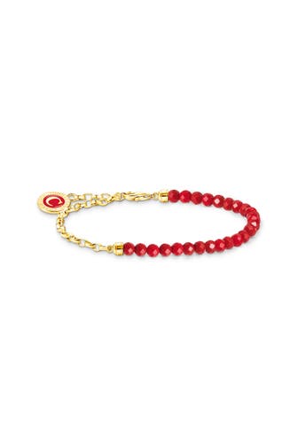 THOMAS SABO Armband 925 Sterlingsilber, Kaltemail, 750 Gelbgold Vergoldung gelbgoldfarben,rot