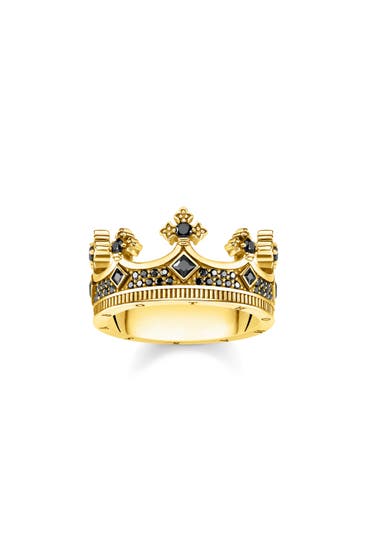 THOMAS SABO - Ring 750 Gelbgold Vergoldung, 925 Sterlingsilber schwarz,gelbgoldfarben