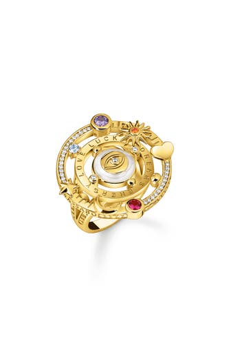 THOMAS SABO Ring 750 Gelbgold Vergoldung, Kaltemail, 925 Sterlingsilber gelbgoldfarben,weiß,pink,violett,rot,orange,blau