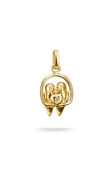 THOMAS SABO Charm-Anhänger Lovebirds Connect vergoldet 18k Vergoldung, Recyceltes 925 Silber