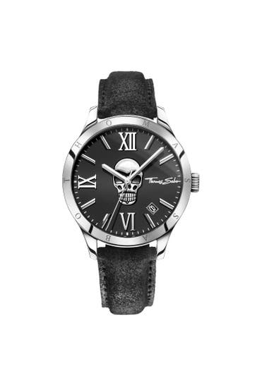 THOMAS SABO Herrenuhr Rebel Icon Leder, Edelstahl