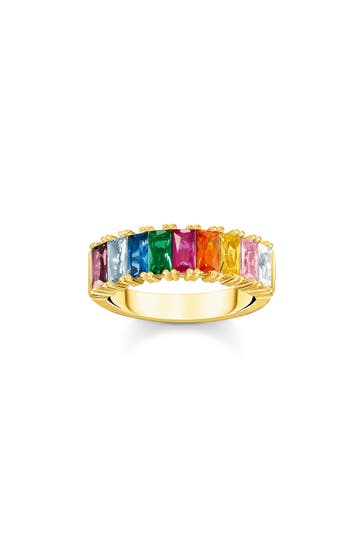 THOMAS SABO Ring 925 Sterlingsilber, 750 Gelbgold Vergoldung gelbgoldfarben,grün,blau,violett,pink,gold,orange,rot,weiß