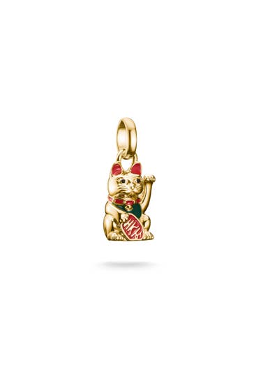 THOMAS SABO Charm-Anhänger Winkekatze bunt Connect vergoldet 18k Vergoldung, Recyceltes 925 Silber, Kaltemail
