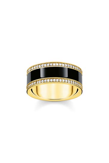 THOMAS SABO Ring 750 Gelbgold Vergoldung, Kaltemail, 925 Sterlingsilber gelbgoldfarben,weiß,schwarz