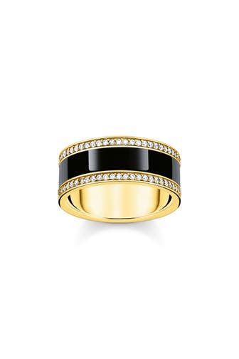 THOMAS SABO Ring 750 Gelbgold Vergoldung, Kaltemail, 925 Sterlingsilber gelbgoldfarben,weiß,schwarz