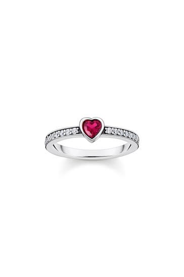 THOMAS SABO Ring 925 Sterlingsilber, geschwärzt silberfarben,weiß,rot
