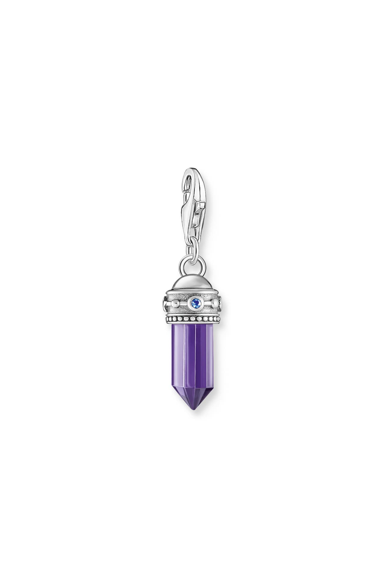THOMAS SABO Charm-Anhänger Hexagon mit imitiertem Amethyst Silber geschwärzt 925 Sterlingsilber, geschwärzt, Bild 1