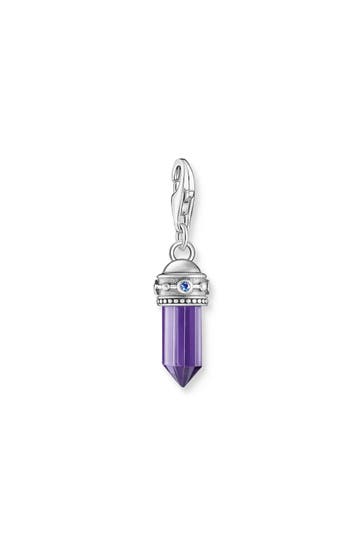 THOMAS SABO Charm-Anhänger Hexagon mit imitiertem Amethyst Silber geschwärzt 925 Sterlingsilber, geschwärzt