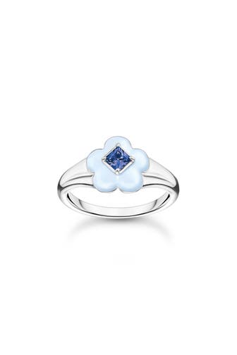 THOMAS SABO Ring mit blauer Blume silber 925 Sterlingsilber, Kaltemail
