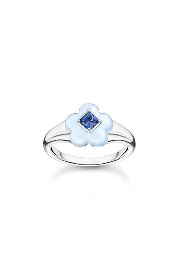 THOMAS SABO - Ring mit blauer Blume silber 925 Sterlingsilber, Kaltemail