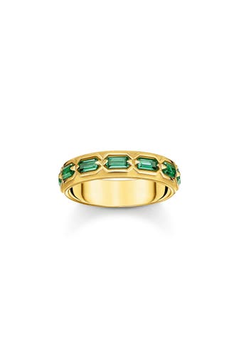 THOMAS SABO Ring 750 Gelbgold Vergoldung, 925 Sterlingsilber gold-grün