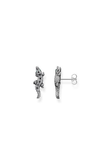 THOMAS SABO Ohrringe 925 Sterlingsilber, geschwärzt silberfarben,grün,schwarz
