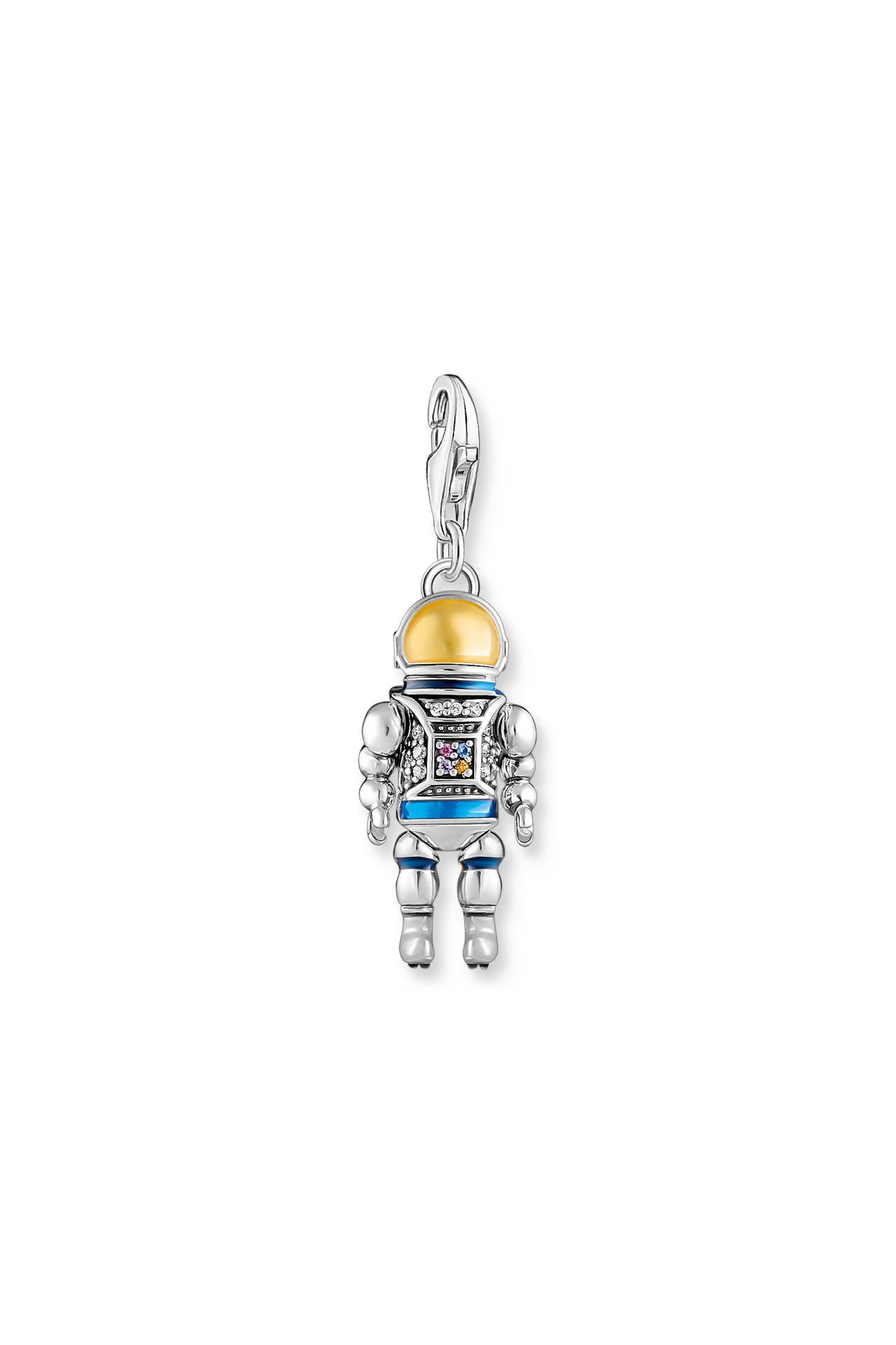 THOMAS SABO Charm-Anhänger Astronaut mit bunten Steinen Silber geschwärzt 925 Sterlingsilber, geschwärzt, Kaltemail, Bild 1