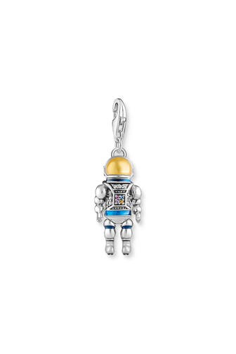 THOMAS SABO Charm-Anhänger Astronaut mit bunten Steinen Silber geschwärzt 925 Sterlingsilber, geschwärzt, Kaltemail