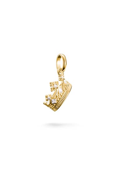 THOMAS SABO Charm-Anhänger Krone mit Steinen Connect vergoldet 18k Vergoldung, Recyceltes 925 Silber
