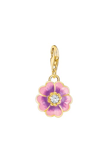 THOMAS SABO Charm-Anhänger Flower Violett vergoldet Recyceltes 925 Silber, 18k Vergoldung, Kaltemail