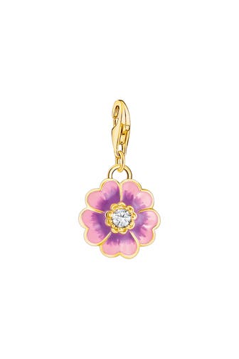 THOMAS SABO Charm-Anhänger Flower Violett vergoldet Recyceltes 925 Silber, 18k Vergoldung, Kaltemail