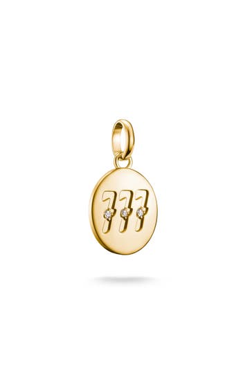 THOMAS SABO Charm-Anhänger Engelzahl 777 mit Steinen Connect vergoldet 18k Vergoldung, 925 Sterling Silber