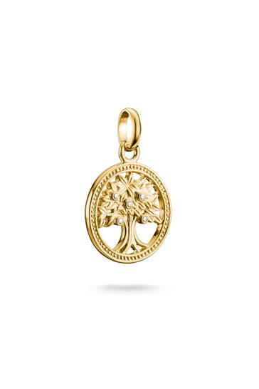 THOMAS SABO Charm-Anhänger Tree of Love mit Steinen Connect vergoldet 18k Vergoldung, Recyceltes 925 Silber