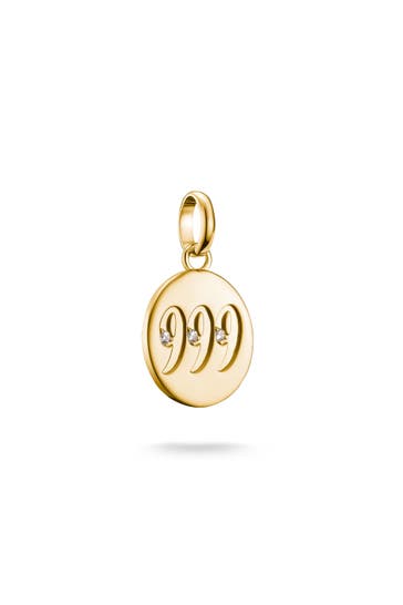 THOMAS SABO Charm-Anhänger Engelzahl 999 mit Steinen Connect vergoldet 18k Vergoldung, Recyceltes 925 Silber