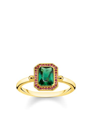 THOMAS SABO Ring Steine Rot & Grün gold 925 Sterlingsilber, 750 Gelbgold Vergoldung