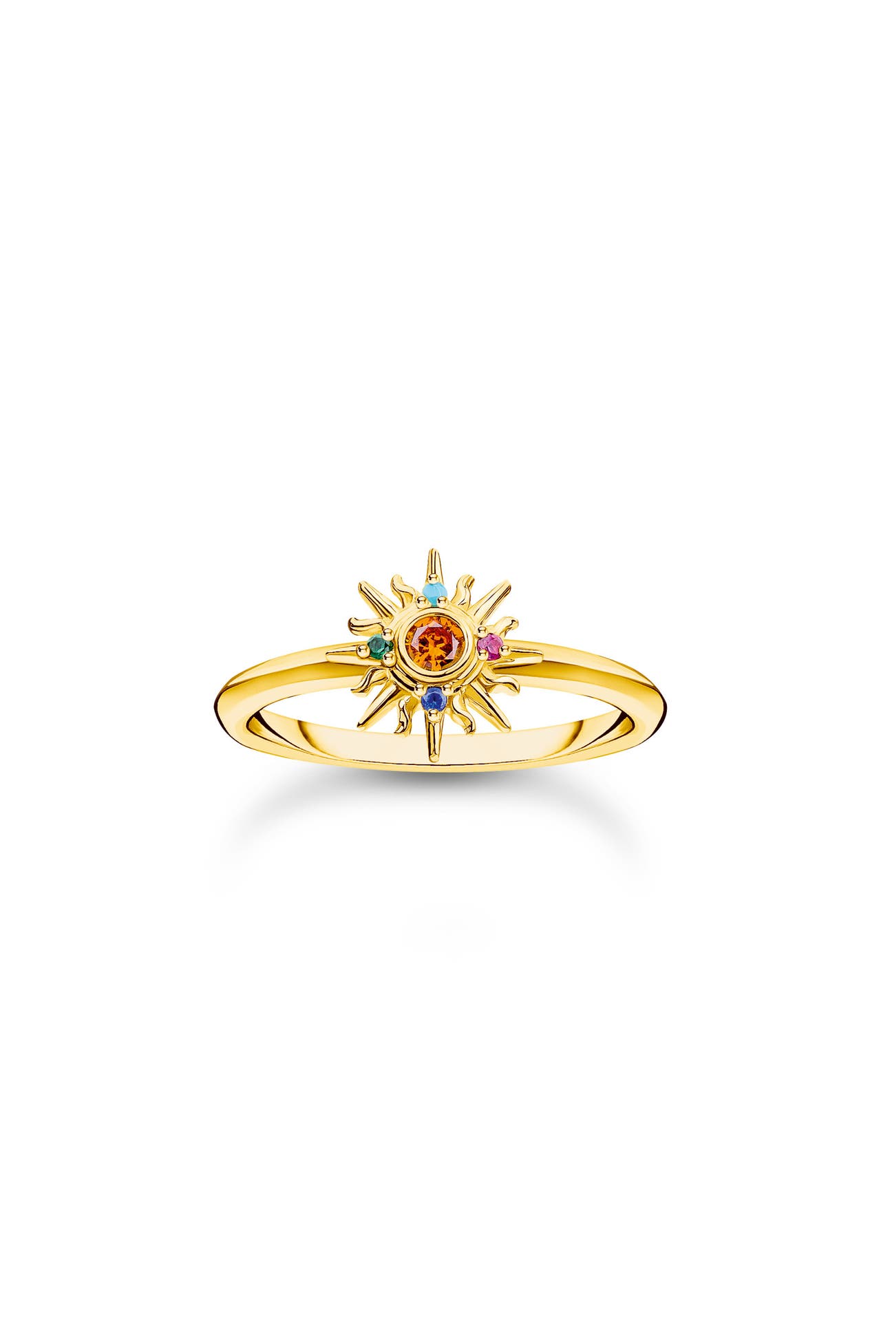 THOMAS SABO Ring 925 Sterlingsilber, 750 Gelbgold Vergoldung gelbgoldfarben,orange,rot,grün,türkis,blau, Bild 1