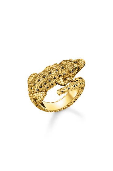 THOMAS SABO - Ring 750 Gelbgold Vergoldung, 925 Sterlingsilber gelbgoldfarben,schwarz,grün