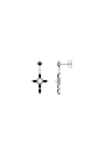 THOMAS SABO Ohrringe Cross Romance schwarz Silber 925 Sterlingsilber, geschwärzt