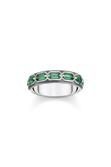 THOMAS SABO Ring 925 Sterlingsilber, geschwärzt silberfarben,grün