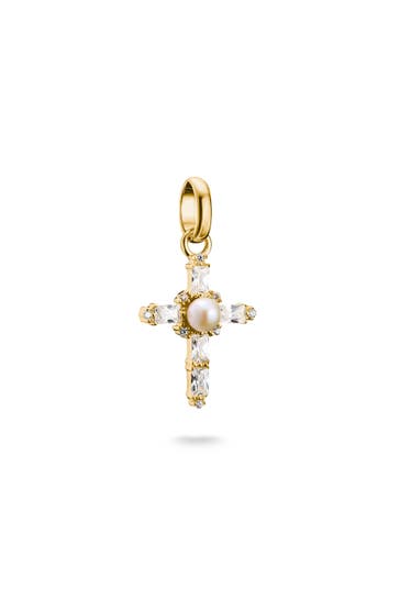 THOMAS SABO Charm-Anhänger Vintage-Kreuz Connect vergoldet 18k Vergoldung, Recyceltes 925 Silber