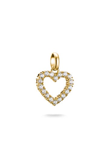THOMAS SABO Charm-Anhänger Herz mit weißen Steinen Connect vergoldet 18k Vergoldung, Recyceltes 925 Silber