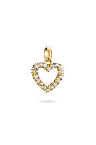 THOMAS SABO Charm-Anhänger Herz mit weißen Steinen Connect vergoldet 18k Vergoldung, Recyceltes 925 Silber