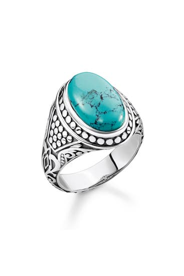 THOMAS SABO - Ring Türkis 925er Sterlingsilber, geschwärzt