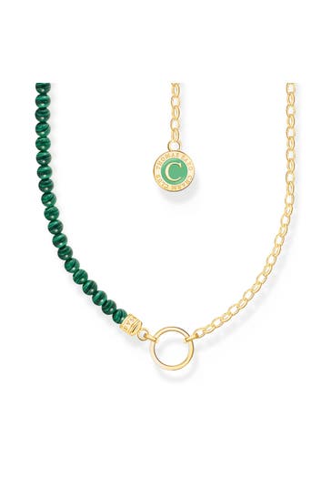 THOMAS SABO Kette 925 Sterlingsilber, 750 Gelbgold Vergoldung, Kaltemail gold-grün