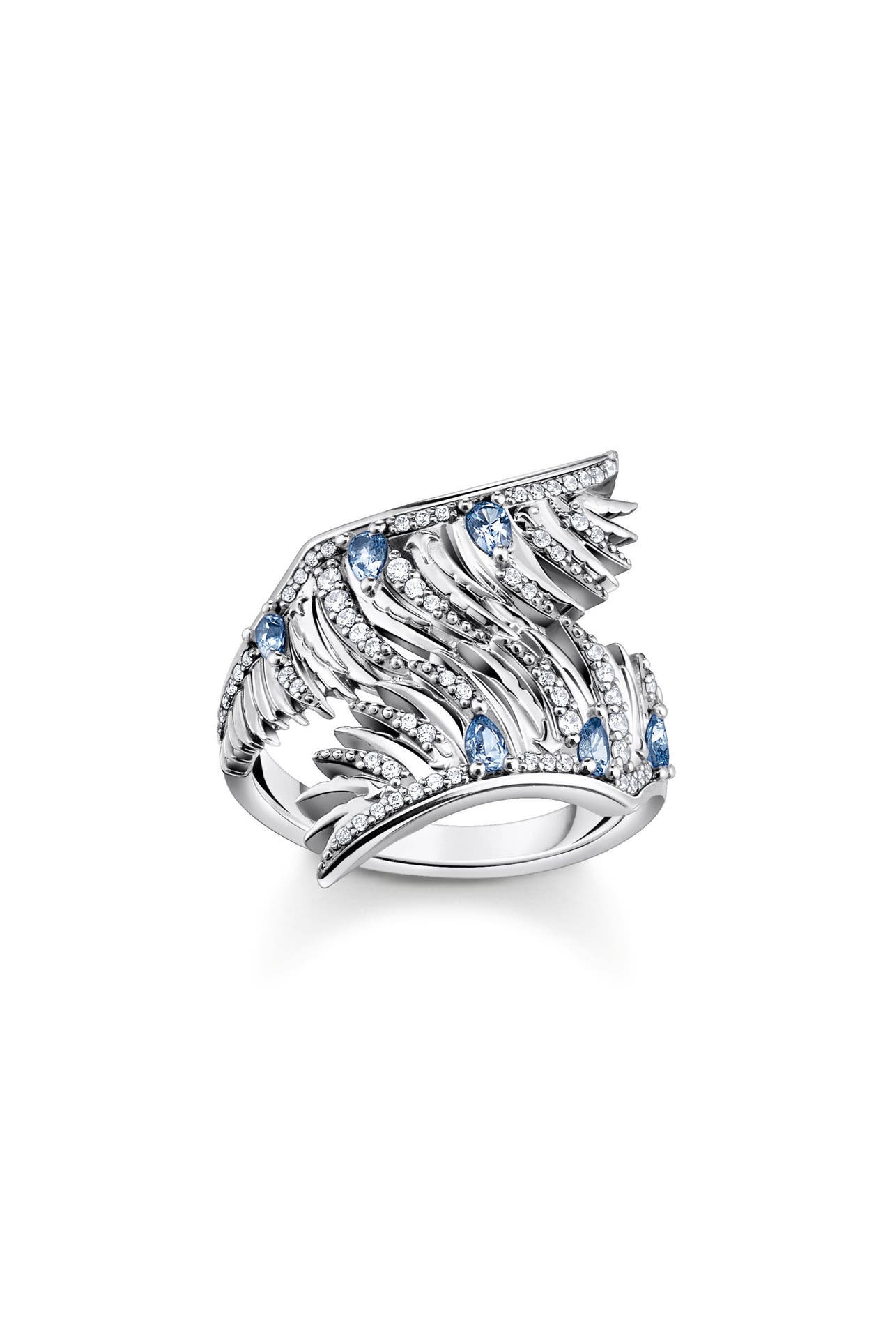 THOMAS SABO Ring Phönix-Flügel mit blauen Steinen silber 925 Sterlingsilber, geschwärzt, Bild 1