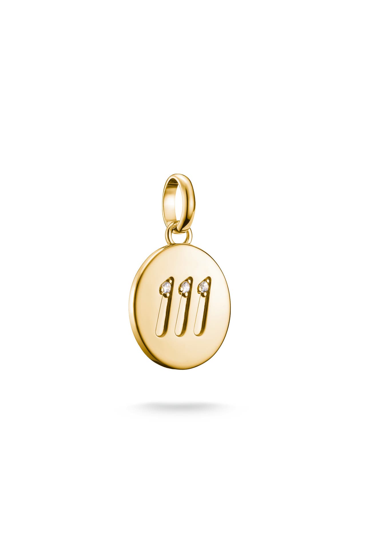 THOMAS SABO Charm-Anhänger Engelzahl 111 mit Steinen Connect vergoldet 18k Vergoldung, Recyceltes 925 Silber, Bild 1