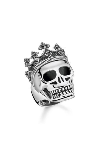 THOMAS SABO Ring Totenkopf Krone 925 Sterlingsilber, geschwärzt