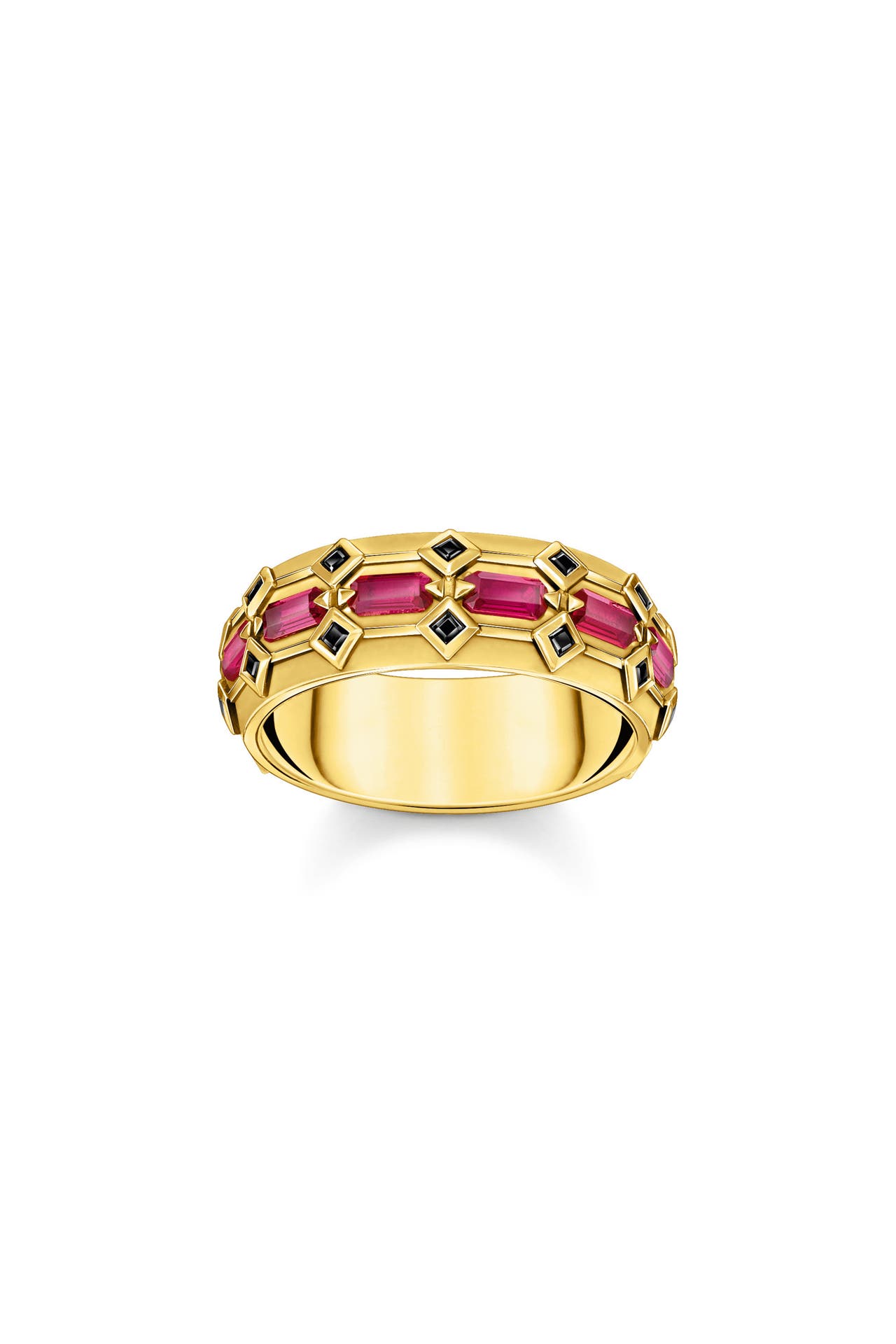 THOMAS SABO Ring 750 Gelbgold Vergoldung, 925 Sterlingsilber gelbgoldfarben,schwarz,dunkelrot, Bild 1