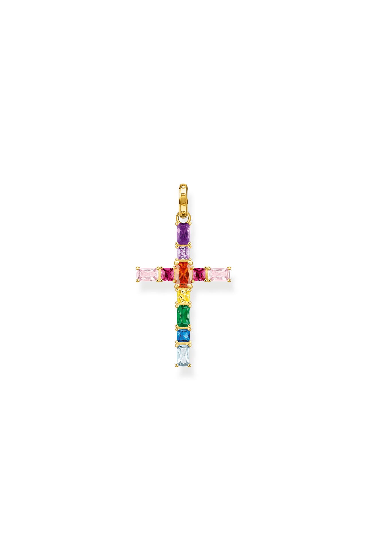 THOMAS SABO Anhänger Kreuz bunte Steine gold 925 Sterlingsilber, 750 Gelbgold Vergoldung, Bild 1