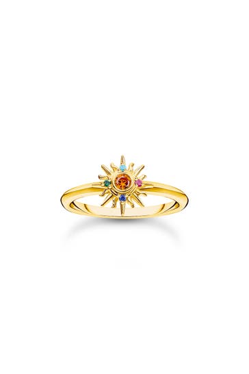 THOMAS SABO Ring 925 Sterlingsilber, 750 Gelbgold Vergoldung gelbgoldfarben,orange,rot,grün,türkis,blau