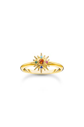 THOMAS SABO Ring 925 Sterlingsilber, 750 Gelbgold Vergoldung gelbgoldfarben,orange,rot,grün,türkis,blau