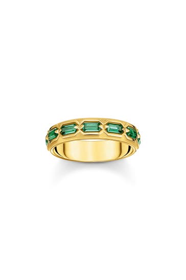 THOMAS SABO Ring 750 Gelbgold Vergoldung, 925 Sterlingsilber gold-grün