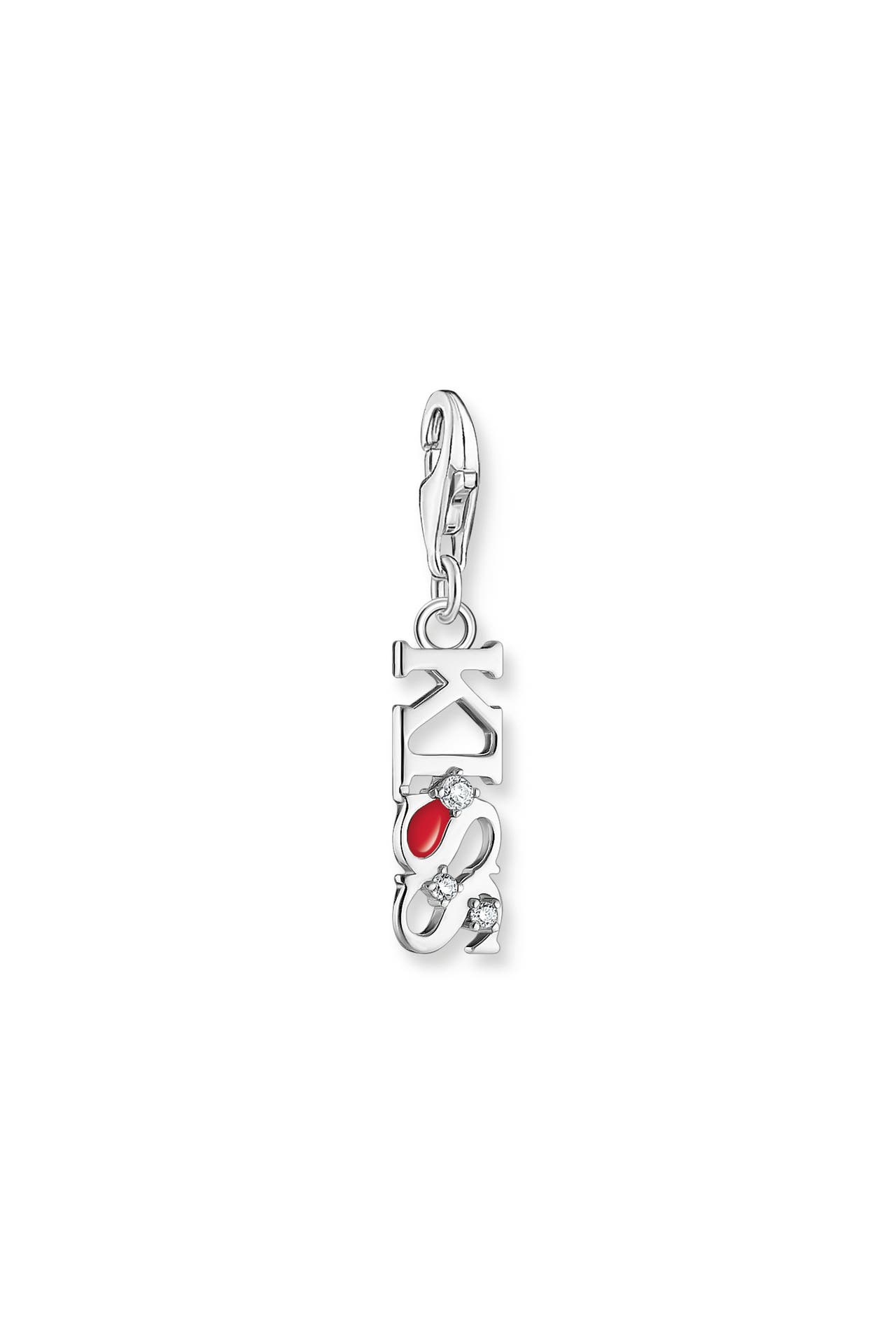 THOMAS SABO Charm-Anhänger KISS mit weißen Steinen Silber 925 Sterlingsilber, Kaltemail, Bild 1